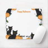 黒猫とカボチャハッピーハローウィン マウスパッド (マウス)