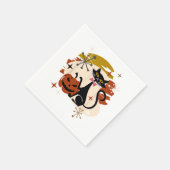 黒猫とカボチャ原子レトロハロウィン スタンダードカクテルナプキン (角)