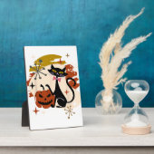 黒猫とカボチャ原子レトロハロウィーンT-Shi フォトプラーク (側面)