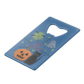 黒猫とカボチャ怖くないハロウィン クレジットカード栓抜き (正面アングル)