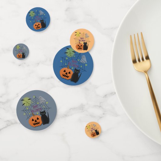 黒猫とカボチャ怖くないハロウィン コンフェッティ (グループ)