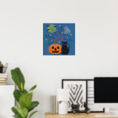 黒猫とカボチャ怖くないハロウィン ポスター (ホームオフィス)