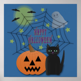 黒猫とカボチャ怖くないハロウィン ポスター