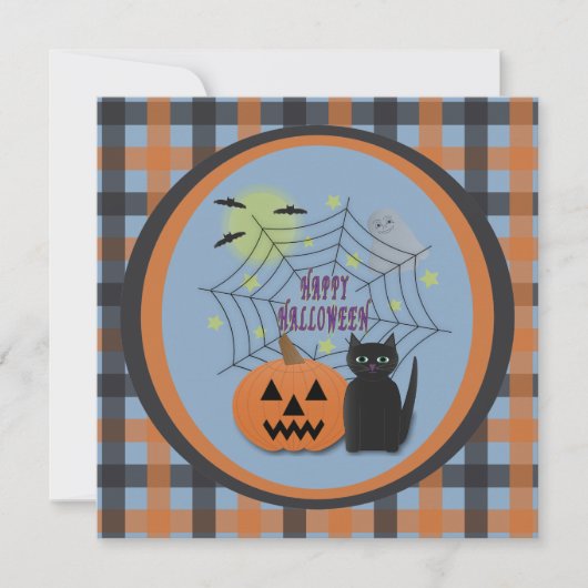 黒猫とカボチャ怖くないハロウィン 招待状 (正面)