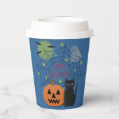 黒猫とカボチャ怖くないハロウィン 紙コップ (裏面)