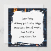 黒猫とカボチャ白熱［赤熱］光を放つハロウィーン (裏面)