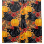 黒猫とカボチャ2 シャワーカーテン (正面)