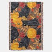 黒猫とカボチャ2 スローブランケット (正面縦)