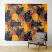 黒猫とカボチャ2 タペストリー (インサイチュ(横))