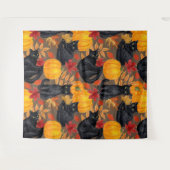 黒猫とカボチャ2 タペストリー (正面(横))