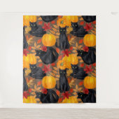 黒猫とカボチャ2 タペストリー (正面)