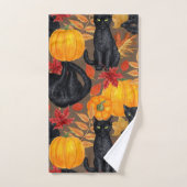 黒猫とカボチャ2 バスタオルセット (ハンドタオル)
