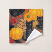 黒猫とカボチャ2 バスタオルセット (ウォッシュタオル)