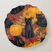 黒猫とカボチャ2 ラウンドクッション (裏面)