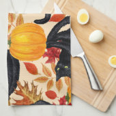 黒猫とカボチャ キッチンタオル (四つ折り)