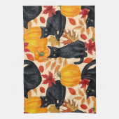 黒猫とカボチャ キッチンタオル (縦)