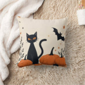 黒猫とカボチャ クッション (ブランケット)