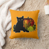 黒猫とカボチャ クッション (ブランケット)