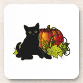 黒猫とカボチャ コースター (正面)