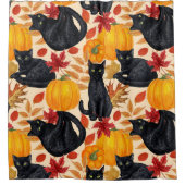 黒猫とカボチャ シャワーカーテン (正面)