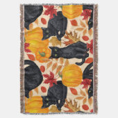 黒猫とカボチャ スローブランケット (正面縦)