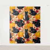 黒猫とカボチャ タペストリー (正面)