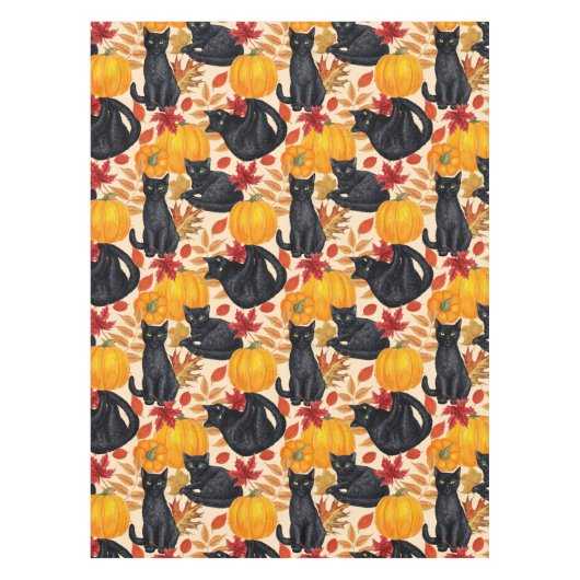 黒猫とカボチャ テーブルクロス (正面)