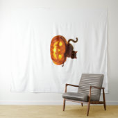 黒猫とカボチャ – ハロウィン不気味魔法クラ タペストリー (インサイチュ(横))