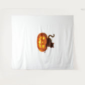 黒猫とカボチャ – ハロウィン不気味魔法クラ タペストリー (正面(横))