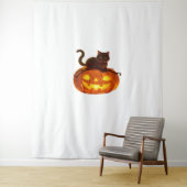 黒猫とカボチャ – ハロウィン不気味魔法クラ タペストリー (インサイチュ)