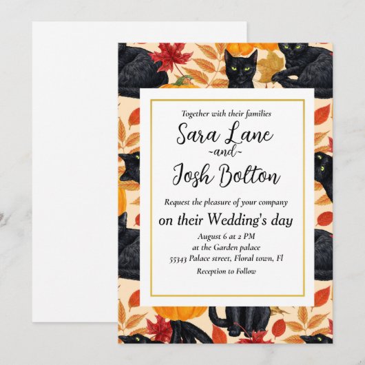 黒猫とカボチャ 招待状 (正面/裏面)