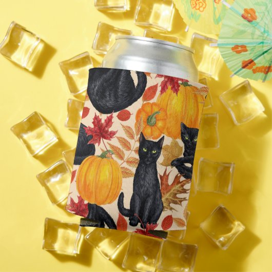 黒猫とカボチャ 缶クーラー (インサイチュ 夏)