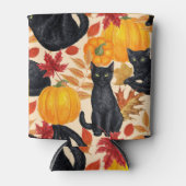 黒猫とカボチャ 缶クーラー (正面)