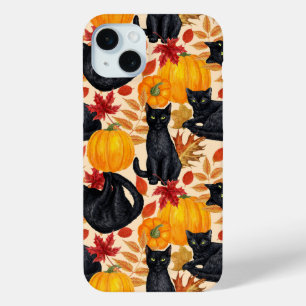 黒猫とカボチャ iPhone 15 MINIケース