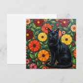 黒猫とカラフルなフォークアートの花 (正面/裏面)
