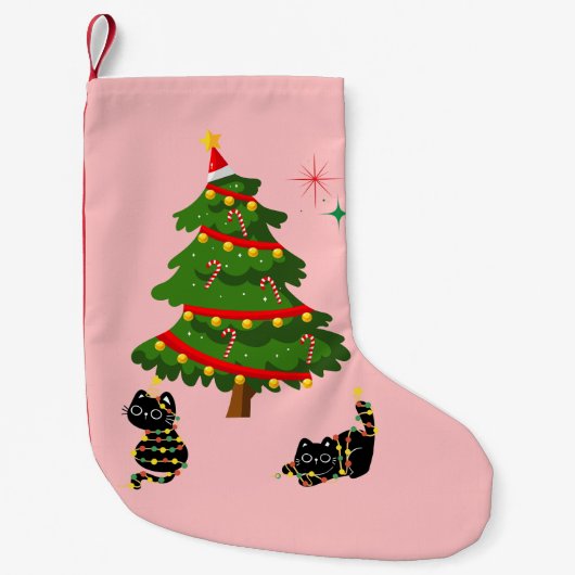 黒猫とクリスマス スモールクリスマスストッキング (正面)