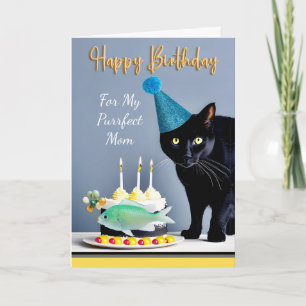 黒猫とケーキのお母さん誕生日 カード