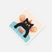 黒猫とケーキ スタンダードカクテルナプキン (角)