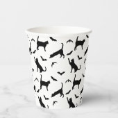 黒猫とコウモリのかわいいシンプル柄 ハロウィン 紙コップ (正面)