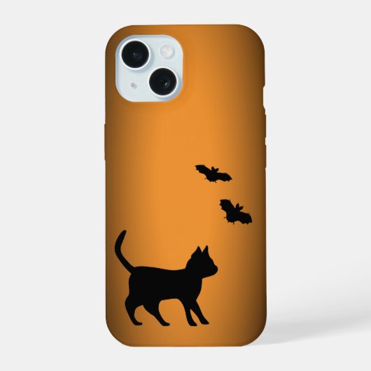 黒猫とコウモリ iPhone 15ケース (裏面)