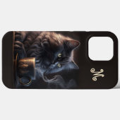 黒猫とコーヒーとモノグラム Case-Mate iPhoneケース (裏面 (横))