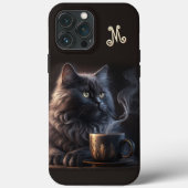 黒猫とコーヒーとモノグラム Case-Mate iPhoneケース (裏面)