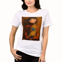 黒猫とコーヒーと幸せな女の子 - 幻想的なTシャツ
