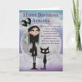 黒猫とゴシックな少女の誕生日カード カード (正面)