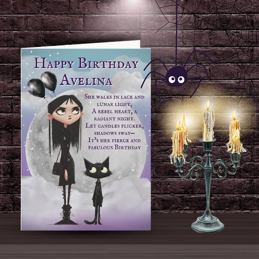 黒猫とゴシックな少女の誕生日カード カード