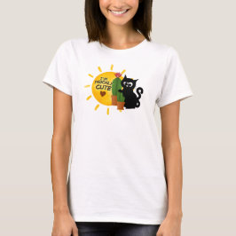 黒猫とサボテンのキュートなTシャツ Tシャツ