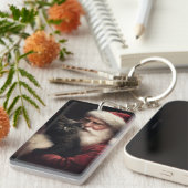 黒猫とサンタクロースフェスティバルクリスマス キーホルダー (正面右)