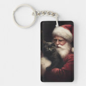 黒猫とサンタクロースフェスティバルクリスマス キーホルダー (正面)