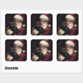 黒猫とサンタクロースフェスティバルクリスマス スクエアシール (シート)