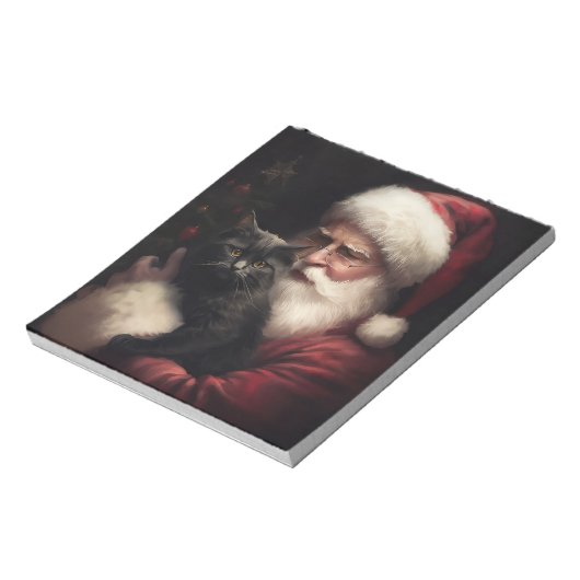 黒猫とサンタクロースフェスティバルクリスマス ノートパッド (回転)
